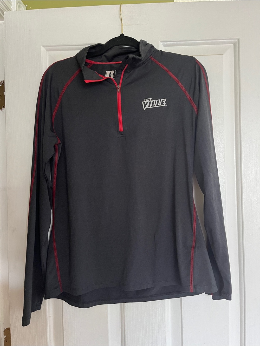 Russell Athletic Black Louisville Quarter-Zip with Red Trim size large